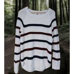 So Perfectly Soft PERFECT PULLOVER Women's Size  XL Striped Red & Blue Sweater